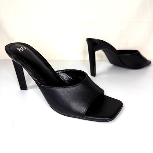 bp Shoes - BP Square Toe Heels Women's 10M Black Peep Toe Triangular Heel Dressy Prom 90s